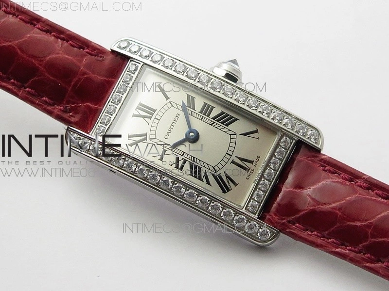 Tank WJTA0029 29mm 8848F Crystal Bezel SS Silver Dial on Pink Croco Strap Ronda Quartz