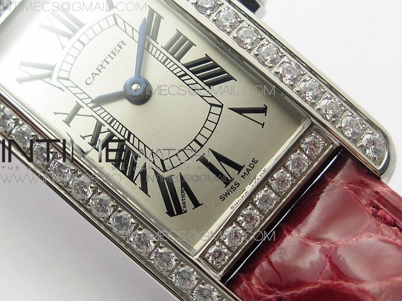 Tank WJTA0029 29mm 8848F Crystal Bezel SS Silver Dial on Pink Croco Strap Ronda Quartz
