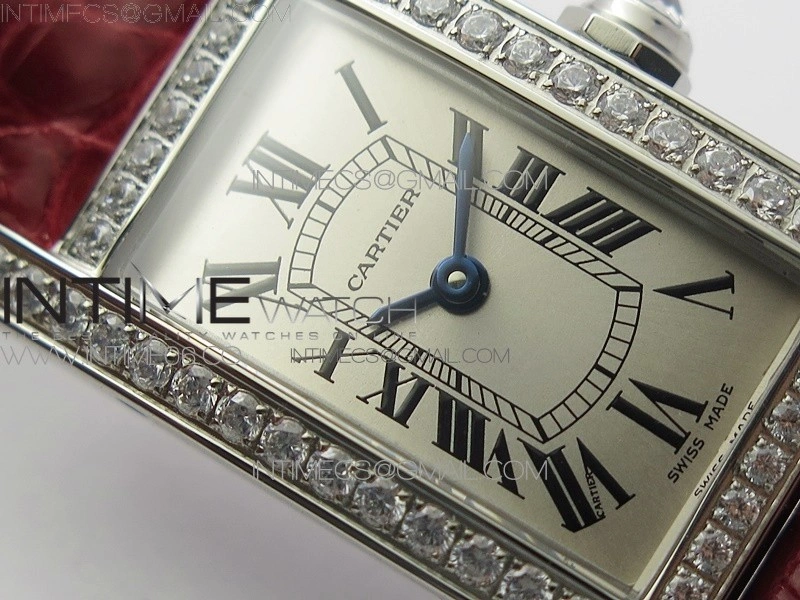 Tank WJTA0029 29mm 8848F Crystal Bezel SS Silver Dial on Pink Croco Strap Ronda Quartz
