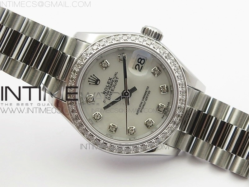 DateJust 28mm SS Diamond Bezel BP Best Edition White MOP Dial on SS Bracelet ETA2671