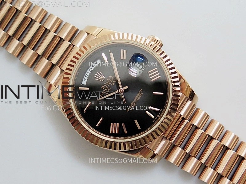 Day Date 228235 40mm RG KF 1:1 Best Edition Gray Ombre Dial Roman Markers On RG President Bracelet SA3255