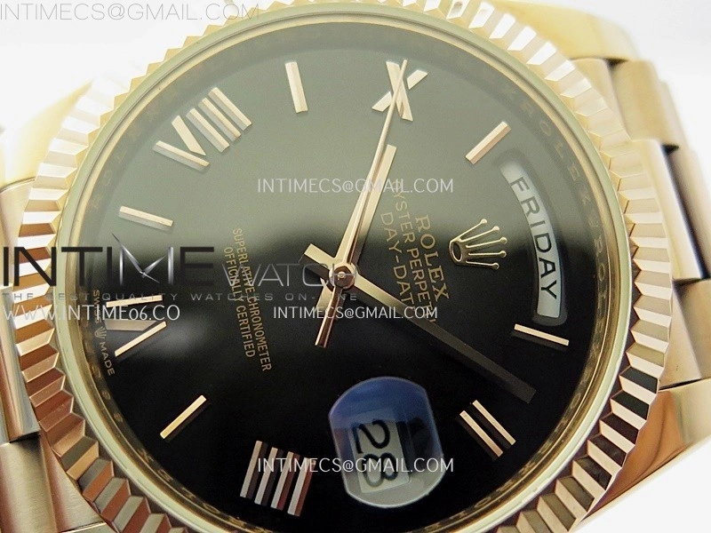 Day Date 228235 40mm RG KF 1:1 Best Edition Gray Ombre Dial Roman Markers On RG President Bracelet SA3255