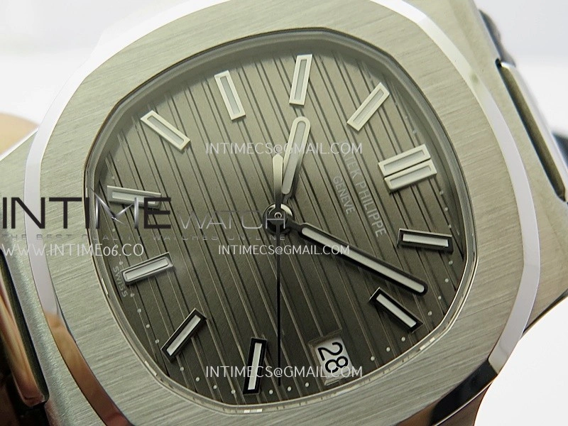 Nautilus 5711 SS 3KF 1:1 Best Edition Gray Textured Dial on Black Leather Strap A324 Super Clone V2