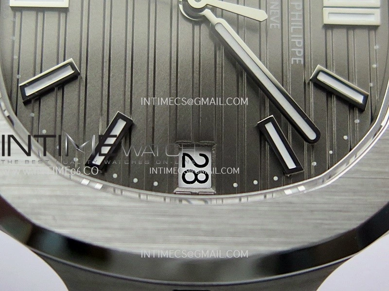 Nautilus 5711 SS 3KF 1:1 Best Edition Gray Textured Dial on Black Leather Strap A324 Super Clone V2