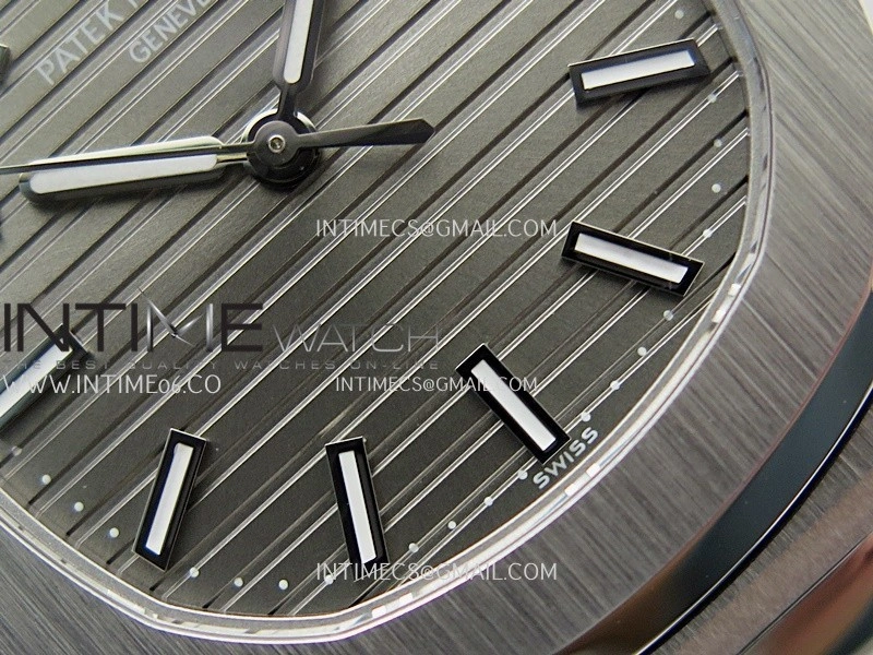 Nautilus 5711 SS 3KF 1:1 Best Edition Gray Textured Dial on Black Leather Strap A324 Super Clone V2