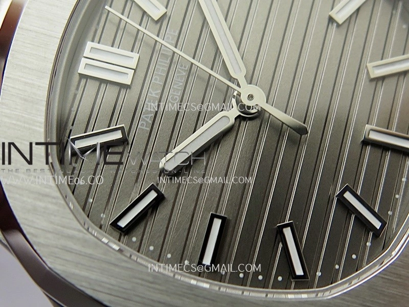Nautilus 5711 SS 3KF 1:1 Best Edition Gray Textured Dial on Black Leather Strap A324 Super Clone V2