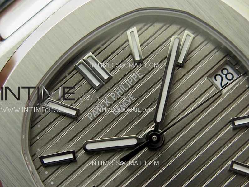 Nautilus 5711 SS 3KF 1:1 Best Edition Gray Textured Dial on Black Leather Strap A324 Super Clone V2