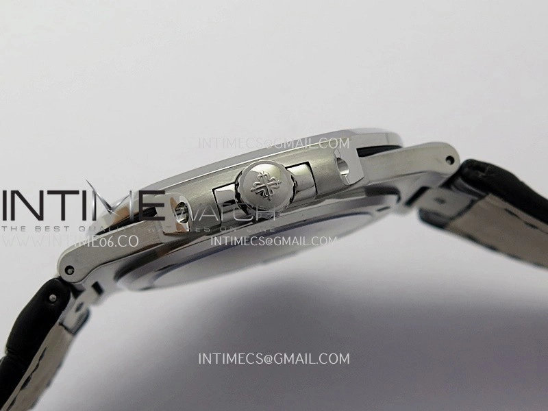 Nautilus 5711 SS 3KF 1:1 Best Edition Gray Textured Dial on Black Leather Strap A324 Super Clone V2