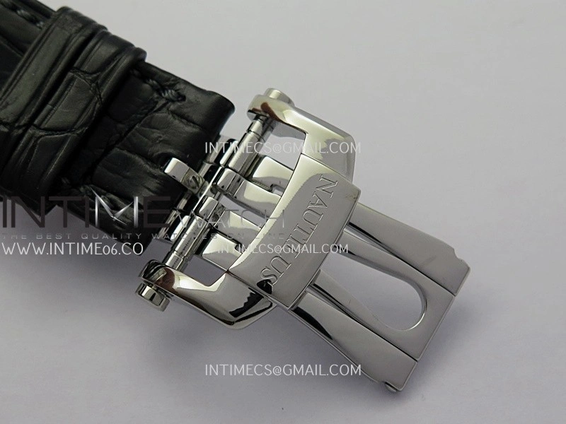 Nautilus 5711 SS 3KF 1:1 Best Edition Gray Textured Dial on Black Leather Strap A324 Super Clone V2