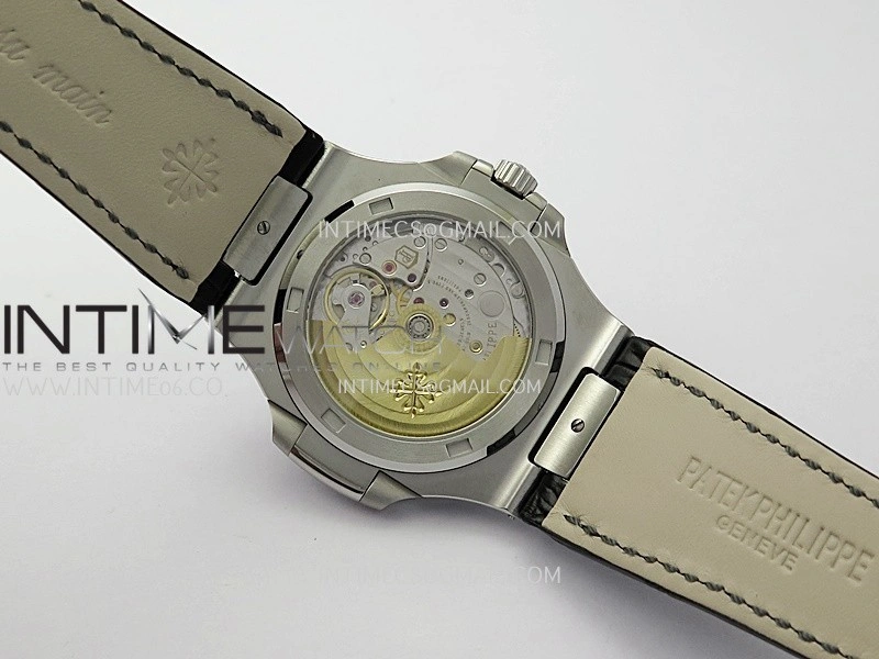 Nautilus 5711 SS 3KF 1:1 Best Edition Gray Textured Dial on Black Leather Strap A324 Super Clone V2