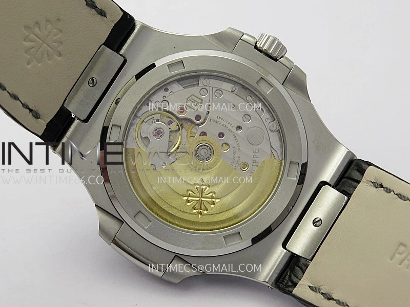 Nautilus 5711 SS 3KF 1:1 Best Edition Gray Textured Dial on Black Leather Strap A324 Super Clone V2