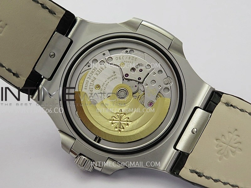 Nautilus 5711 SS 3KF 1:1 Best Edition Gray Textured Dial on Black Leather Strap A324 Super Clone V2
