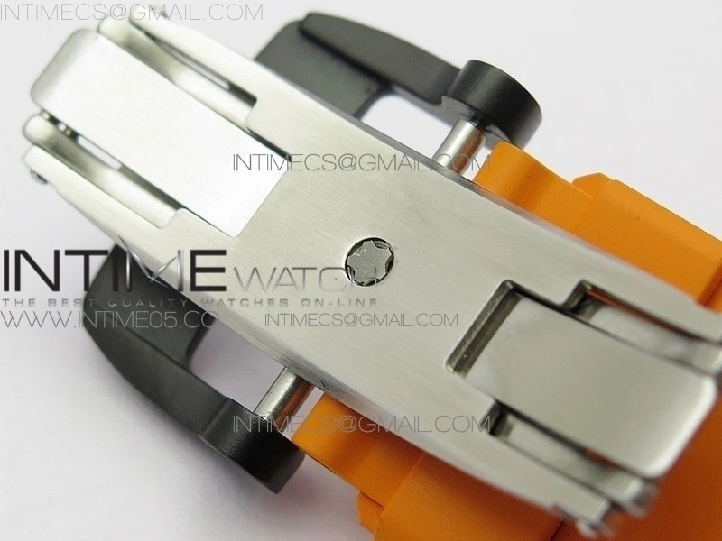 RM011 Carbon Case Chrono KVF 1:1 Best Edition Crystal Skeleton Yellow Dial on Orange Rubber Strap A7750 V2