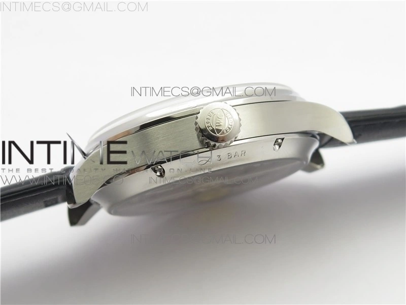 PORTUGUESE REAL PR REAL ANNUAL CALENDAR IW503502 AZF 1:1 BEST EDITION BLACK DIAL ON BLACK LEATHER STRAP A52010