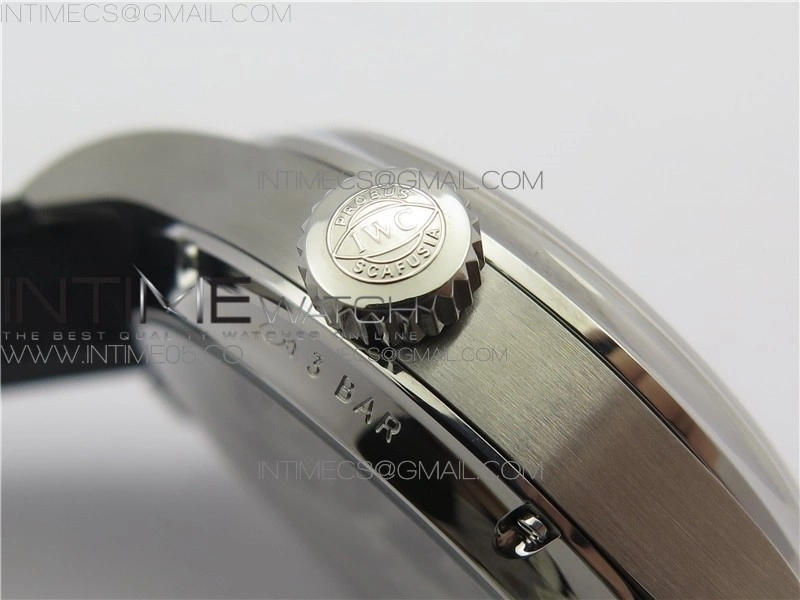 PORTUGUESE REAL PR REAL ANNUAL CALENDAR IW503502 AZF 1:1 BEST EDITION BLACK DIAL ON BLACK LEATHER STRAP A52010