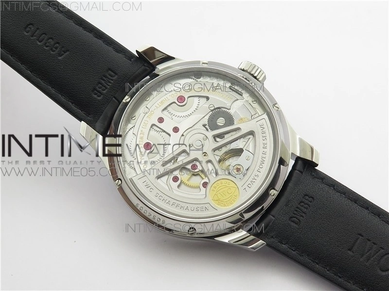 PORTUGUESE REAL PR REAL ANNUAL CALENDAR IW503502 AZF 1:1 BEST EDITION BLACK DIAL ON BLACK LEATHER STRAP A52010