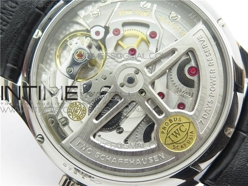 PORTUGUESE REAL PR REAL ANNUAL CALENDAR IW503502 AZF 1:1 BEST EDITION BLACK DIAL ON BLACK LEATHER STRAP A52010