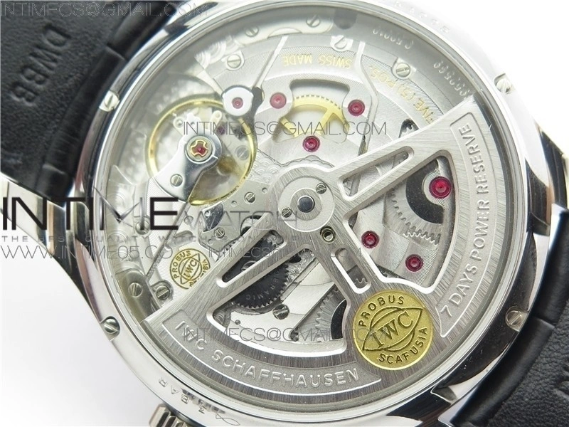 PORTUGUESE REAL PR REAL ANNUAL CALENDAR IW503502 AZF 1:1 BEST EDITION BLACK DIAL ON BLACK LEATHER STRAP A52010