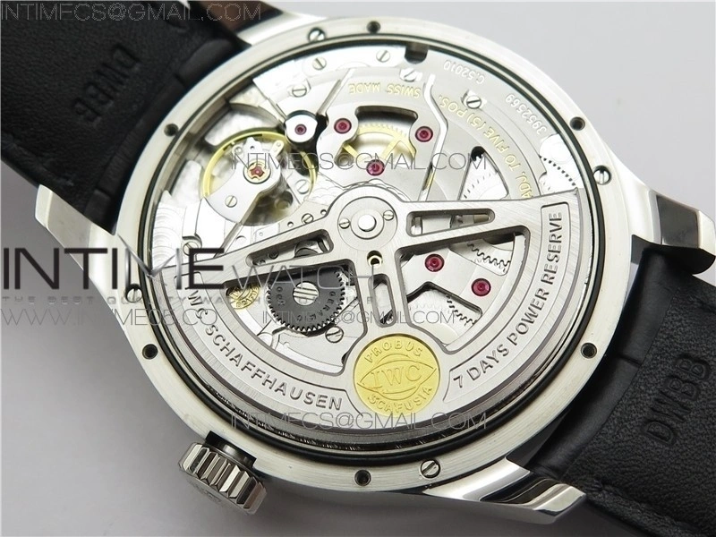 PORTUGUESE REAL PR REAL ANNUAL CALENDAR IW503502 AZF 1:1 BEST EDITION BLACK DIAL ON BLACK LEATHER STRAP A52010
