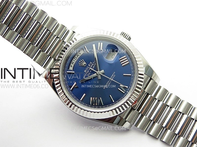 Day Date 228236 40mm 904L SS 1:1 AR+F Best Edition Blue Dial Roman Markers on SS President Bracelet SA3255