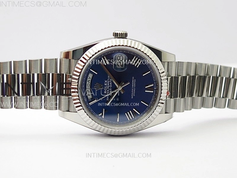 Day Date 228236 40mm 904L SS 1:1 AR+F Best Edition Blue Dial Roman Markers on SS President Bracelet SA3255