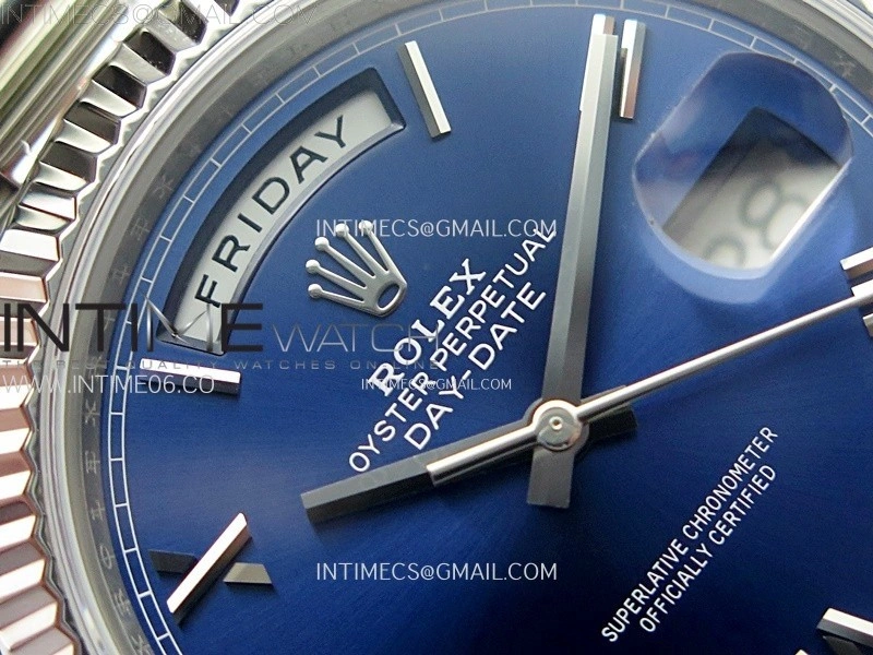 Day Date 228236 40mm 904L SS 1:1 AR+F Best Edition Blue Dial Roman Markers on SS President Bracelet SA3255