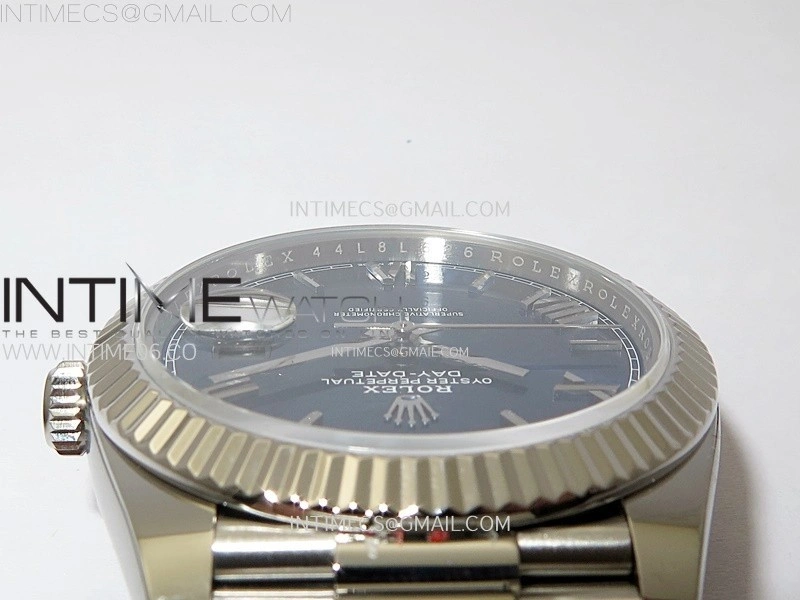 Day Date 228236 40mm 904L SS 1:1 AR+F Best Edition Blue Dial Roman Markers on SS President Bracelet SA3255