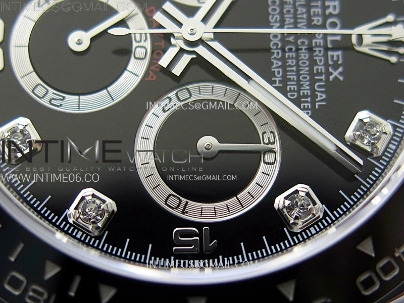 Daytona 116519 904L SS APSF 1:1 Best Edition Black Dial Diamonds Markers on Oysterflex Strap SH4130