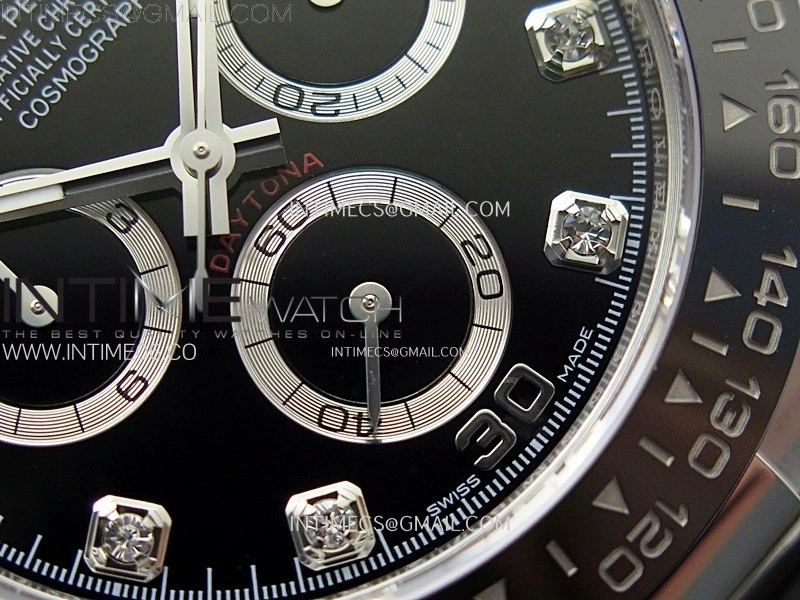 Daytona 116519 904L SS APSF 1:1 Best Edition Black Dial Diamonds Markers on Oysterflex Strap SH4130