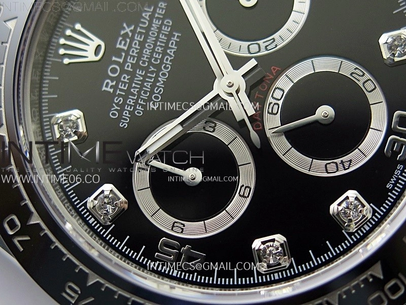 Daytona 116519 904L SS APSF 1:1 Best Edition Black Dial Diamonds Markers on Oysterflex Strap SH4130
