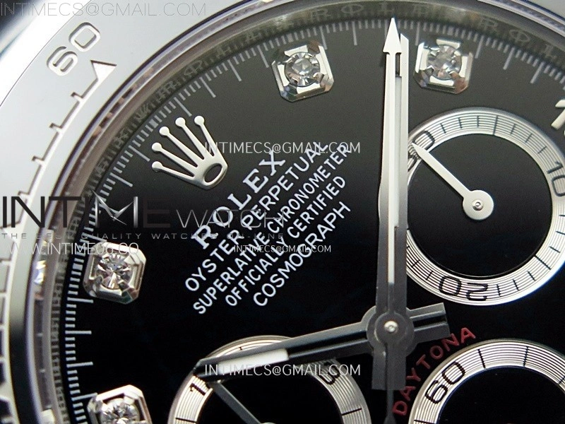 Daytona 116519 904L SS APSF 1:1 Best Edition Black Dial Diamonds Markers on Oysterflex Strap SH4130