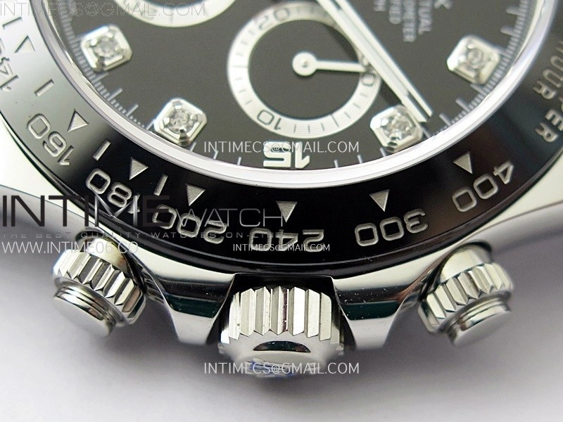 Daytona 116519 904L SS APSF 1:1 Best Edition Black Dial Diamonds Markers on Oysterflex Strap SH4130