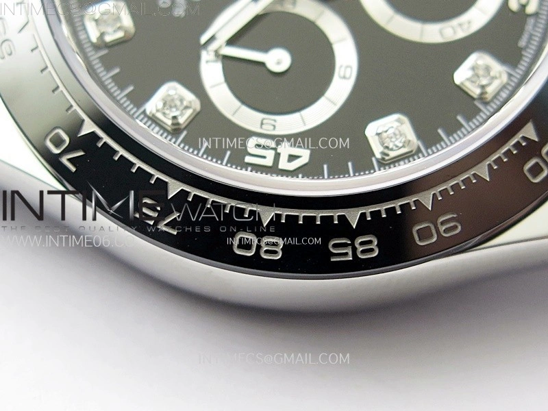 Daytona 116519 904L SS APSF 1:1 Best Edition Black Dial Diamonds Markers on Oysterflex Strap SH4130