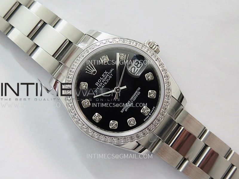 DateJust 31mm 904L SS AR+F Best Edition Black Dial Diamond Marker On 904L SS Oyster Bracelet A2236