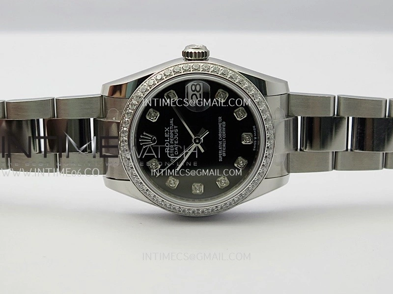 DateJust 31mm 904L SS AR+F Best Edition Black Dial Diamond Marker On 904L SS Oyster Bracelet A2236