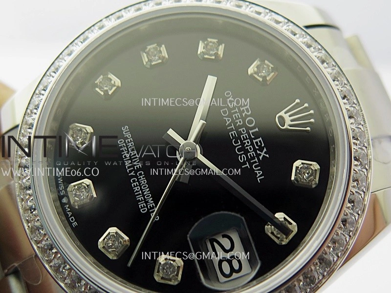 DateJust 31mm 904L SS AR+F Best Edition Black Dial Diamond Marker On 904L SS Oyster Bracelet A2236