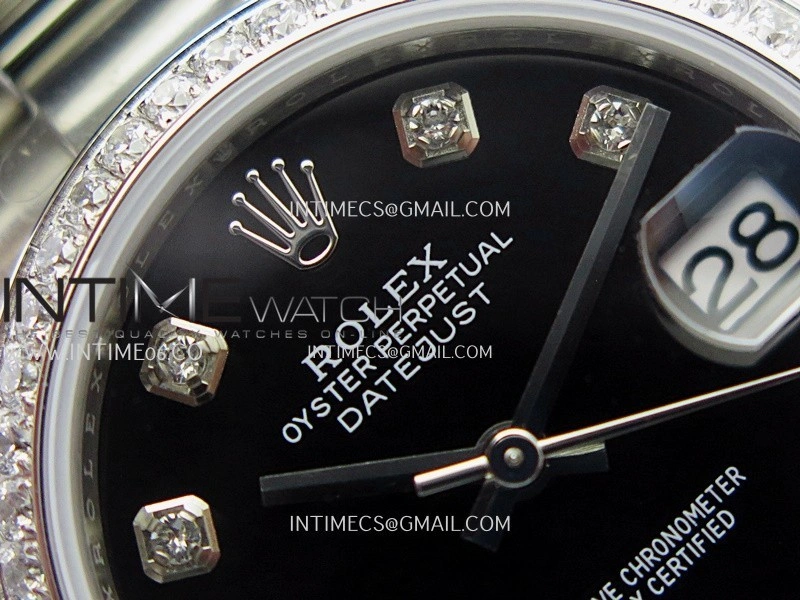 DateJust 31mm 904L SS AR+F Best Edition Black Dial Diamond Marker On 904L SS Oyster Bracelet A2236