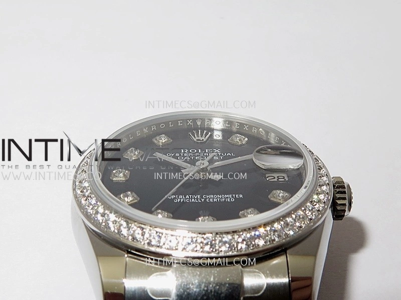 DateJust 31mm 904L SS AR+F Best Edition Black Dial Diamond Marker On 904L SS Oyster Bracelet A2236