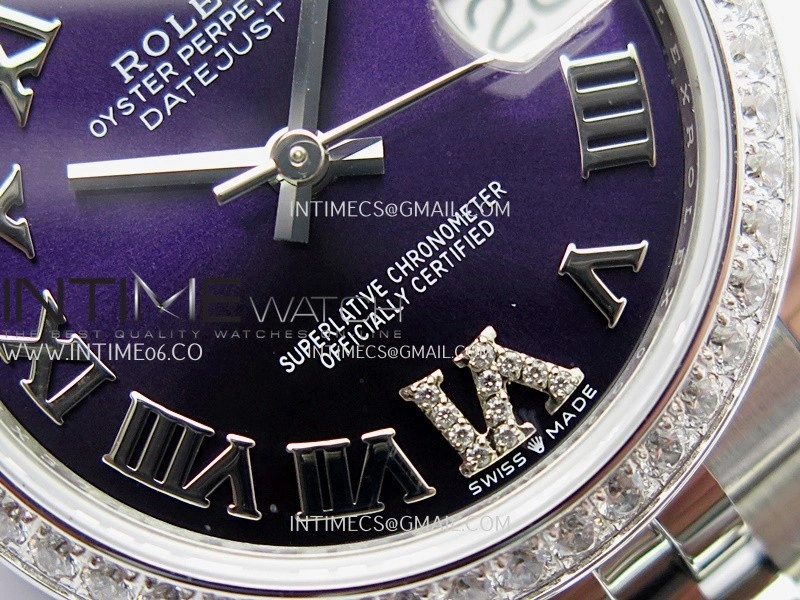 DateJust 31mm 904L SS AR+F Best Edition Purple Dial Roman Marker On 904L SS Jubilee Bracelet A2236