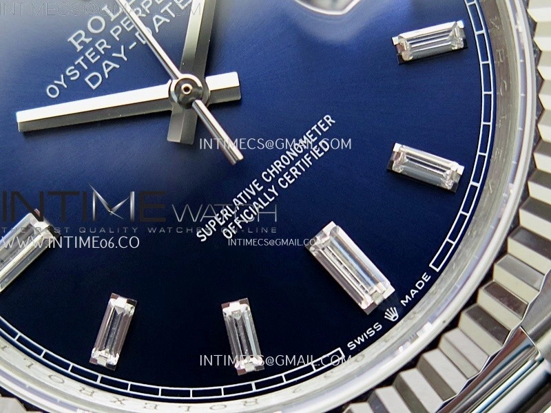 Day Date 228238 40mm 904L SS Bezel QF Gain Weight Blue Dial T Dia Markers on SS President Bracelet A2836