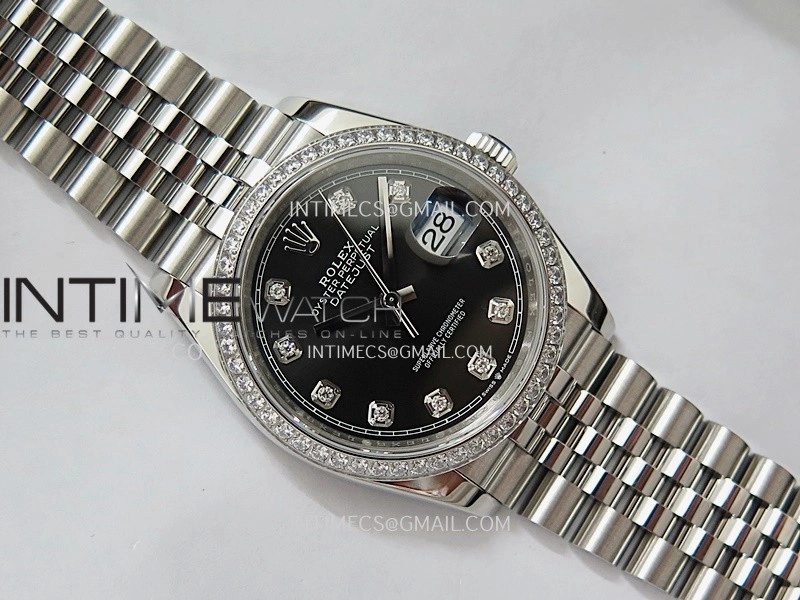 DateJust 126284 Diamond Bezel 904L SS V2 VSF 1:1 Best Edition Black Dial Diamond Marker On Jubilee Bracelet DD3235