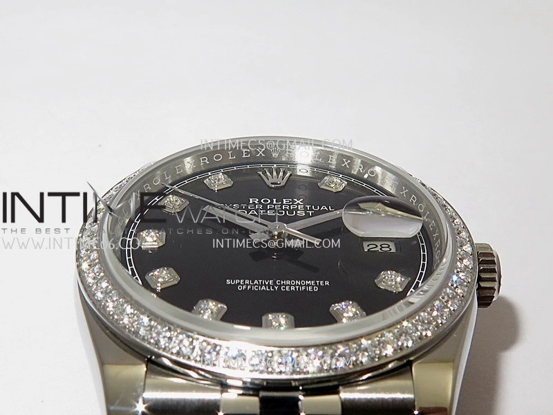 DateJust 126284 Diamond Bezel 904L SS V2 VSF 1:1 Best Edition Black Dial Diamond Marker On Jubilee Bracelet DD3235