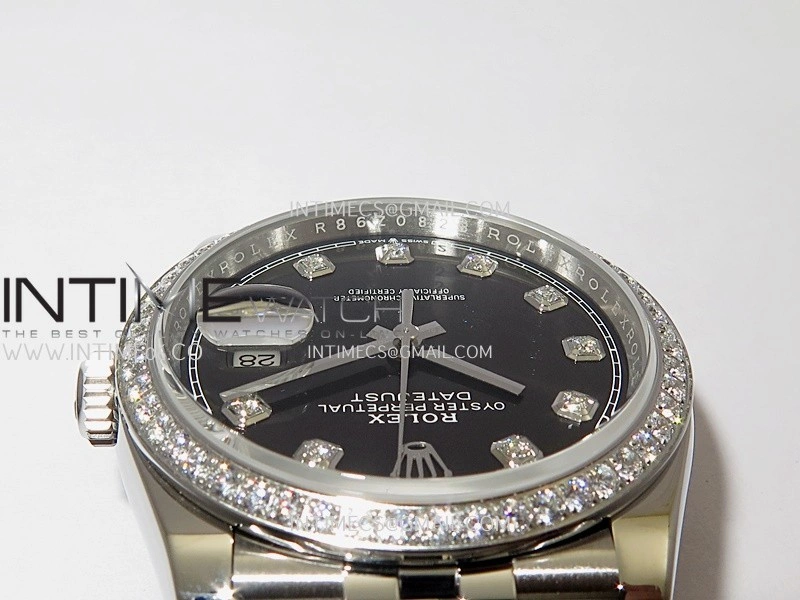 DateJust 126284 Diamond Bezel 904L SS V2 VSF 1:1 Best Edition Black Dial Diamond Marker On Jubilee Bracelet DD3235