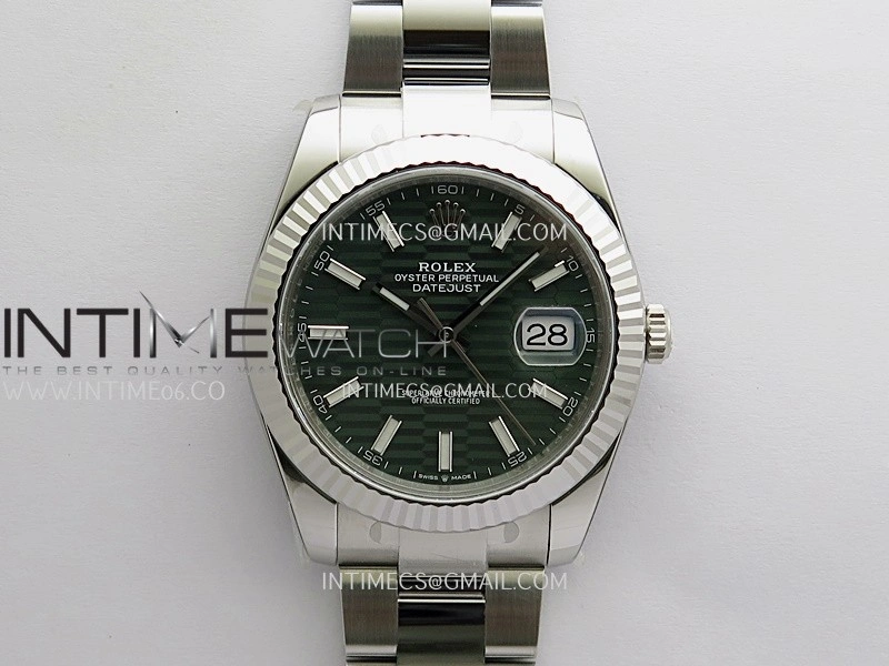 DateJust 41 126334 904L SS VF 1:1 Best Edition Green Fluted Dial Stick Marker On Oyster Bracelet DD3235