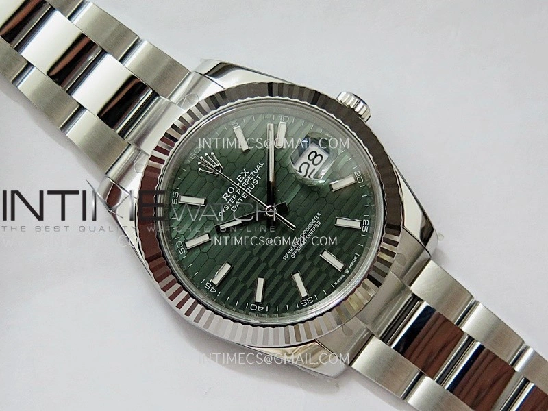 DateJust 41 126334 904L SS VF 1:1 Best Edition Green Fluted Dial Stick Marker On Oyster Bracelet DD3235