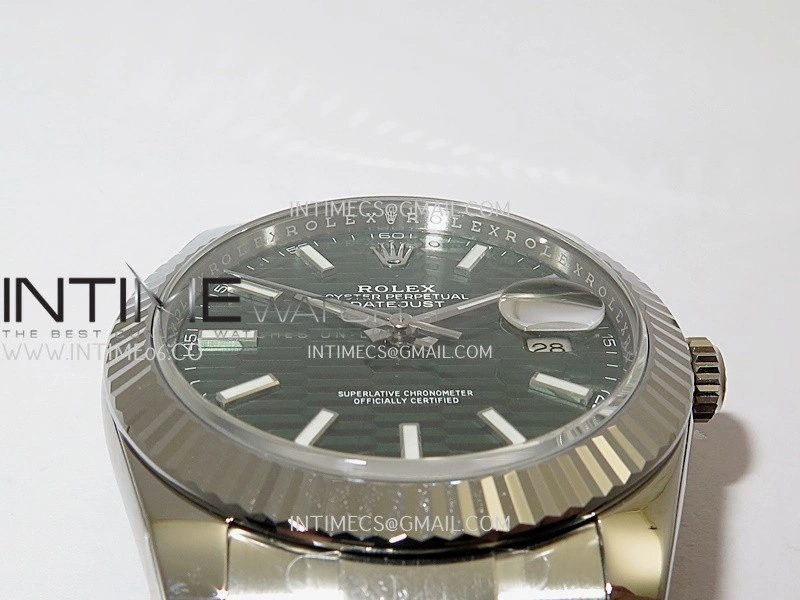 DateJust 41 126334 904L SS VF 1:1 Best Edition Green Fluted Dial Stick Marker On Oyster Bracelet DD3235