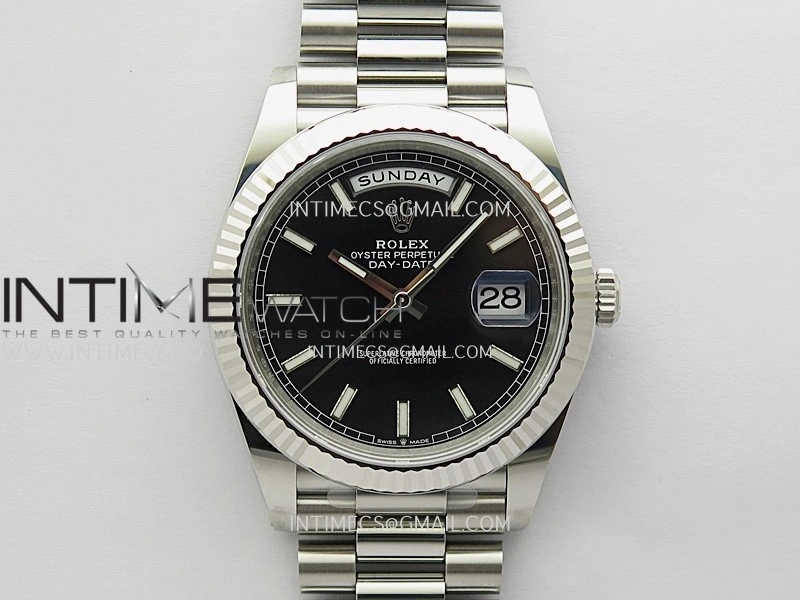 Day Date 228239 40mm 904L SS VSF 1:1 Best Edition Black Dial Stick Marker On SS President Bracelet DD3255