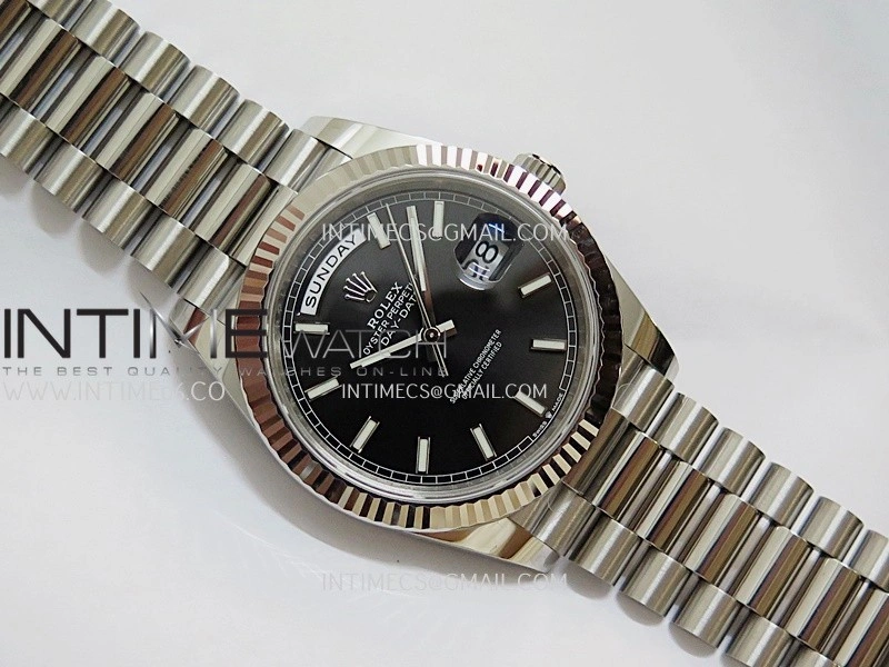 Day Date 228239 40mm 904L SS VSF 1:1 Best Edition Black Dial Stick Marker On SS President Bracelet DD3255