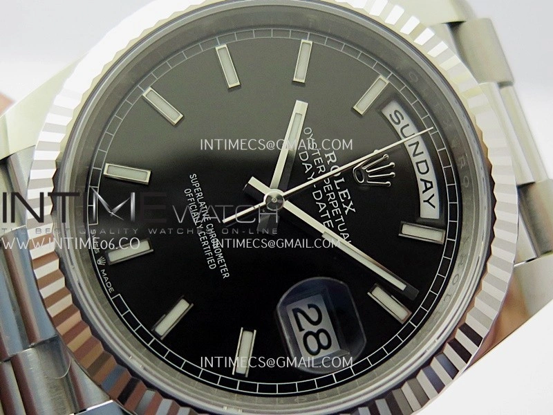 Day Date 228239 40mm 904L SS VSF 1:1 Best Edition Black Dial Stick Marker On SS President Bracelet DD3255