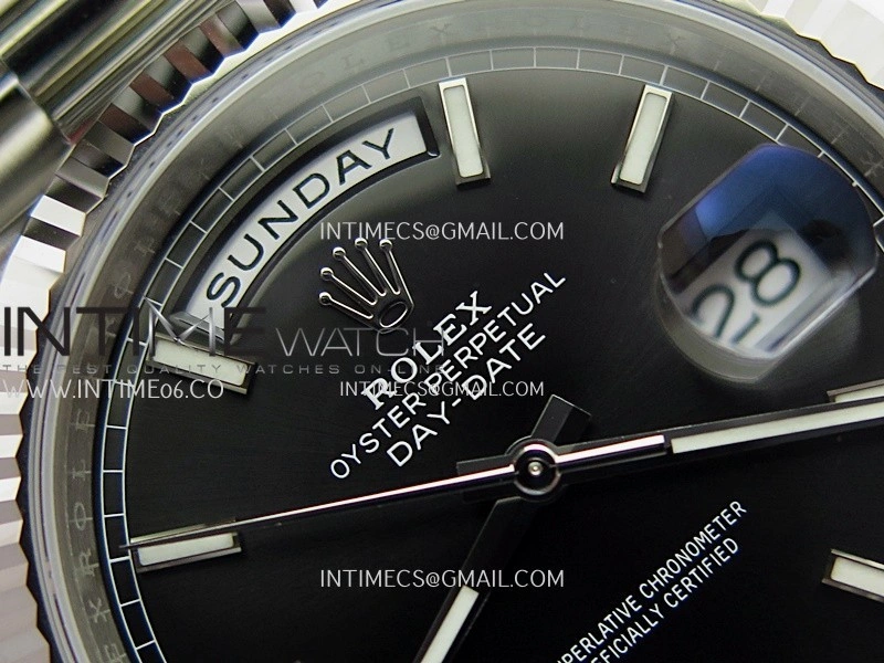 Day Date 228239 40mm 904L SS VSF 1:1 Best Edition Black Dial Stick Marker On SS President Bracelet DD3255